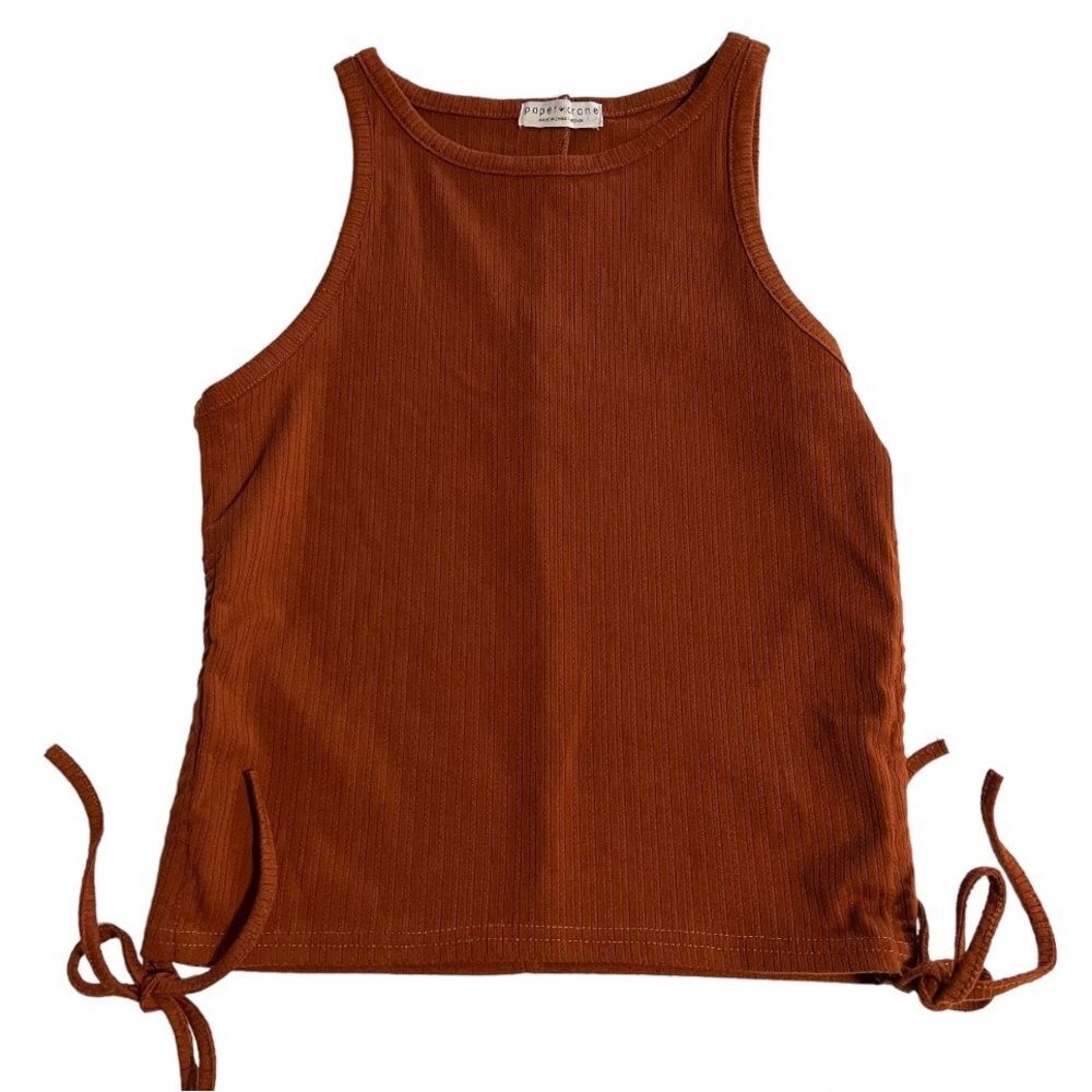 Paper Crane Ribbed Ruched Sleeveless Tank Top Size Medium